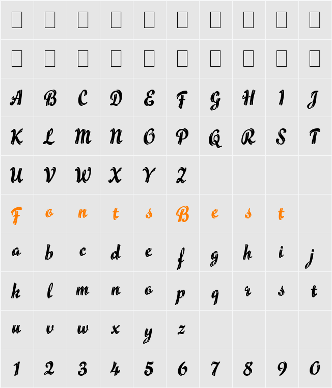 Flamme LET Character Map