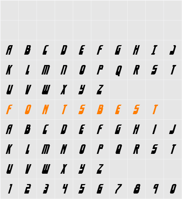Eldebaran Condensed Italic Character Map