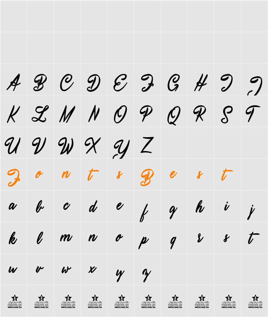 Atmospherica Personal Use Character Map
