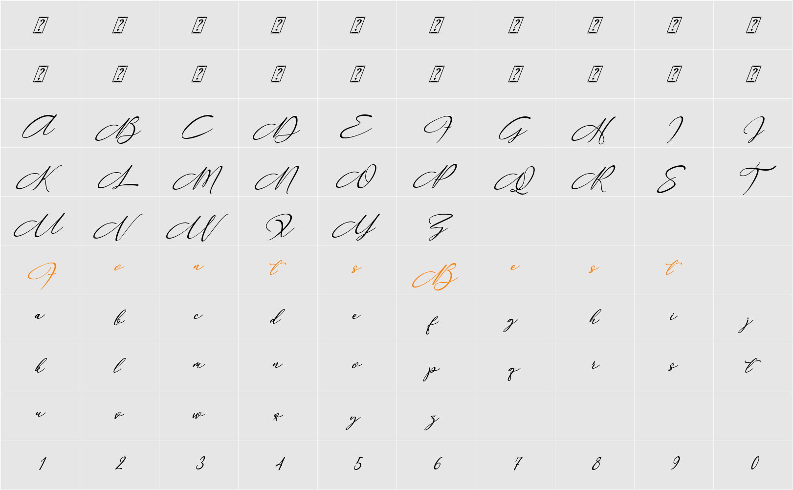 Anything Script_3 Character Map