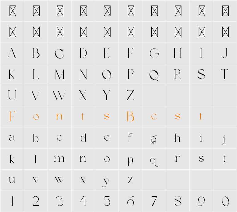 Balinest Character Map