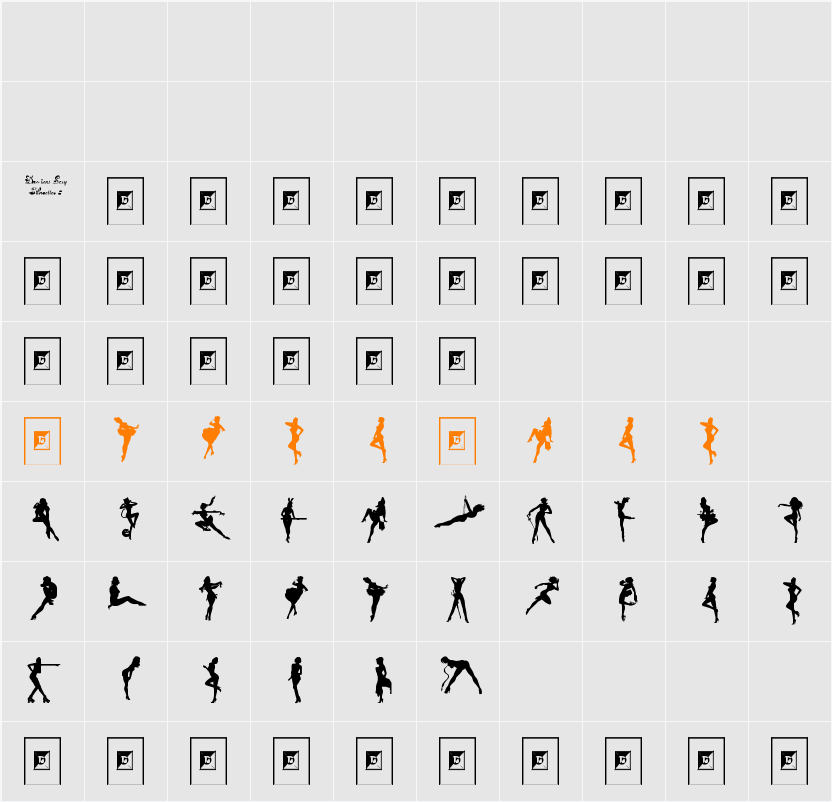 Darrians Sexy Silhouettes 2 Character Map