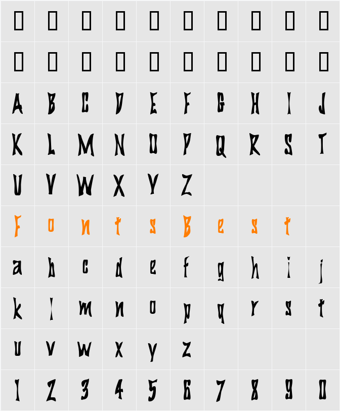 BigDaddyCondensed Character Map