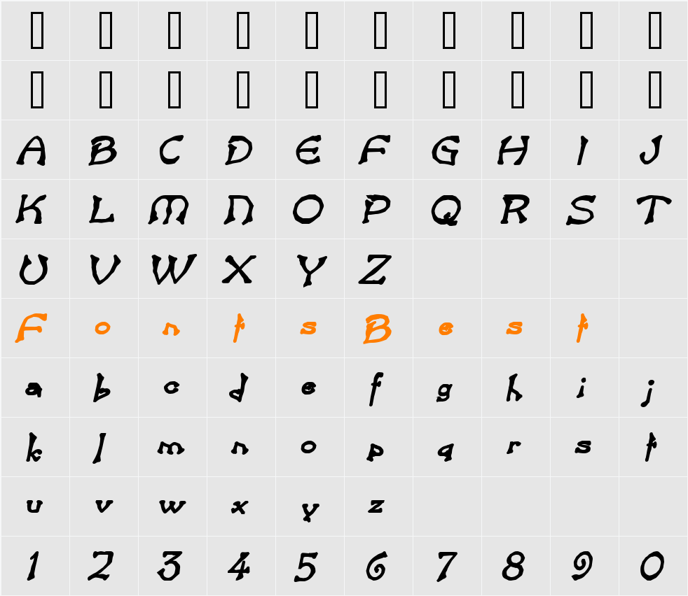 Bart Heavy Character Map