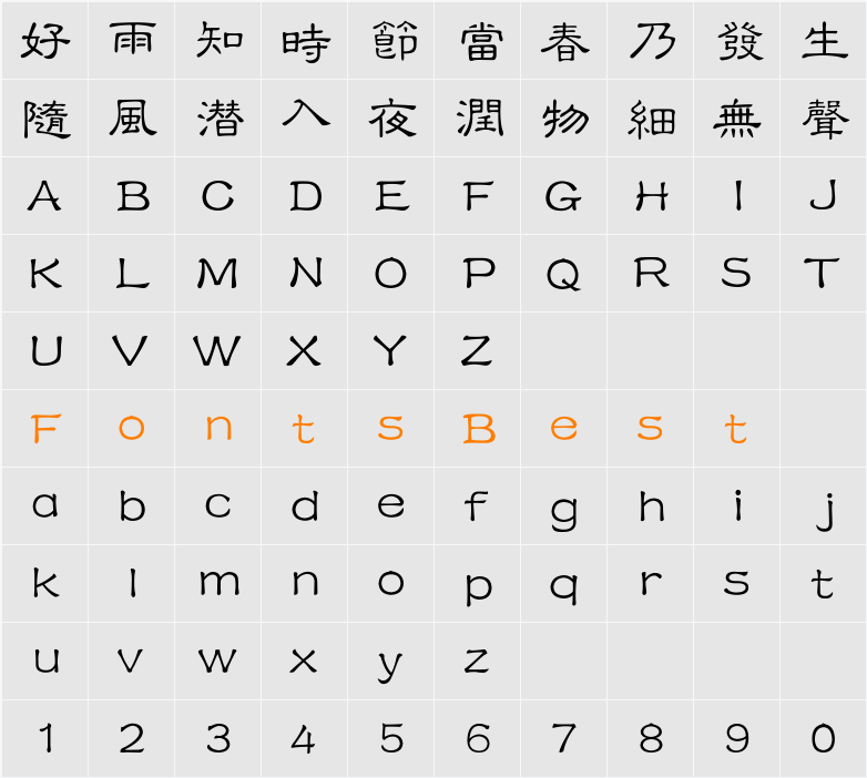 方正隶变繁体 Character Map