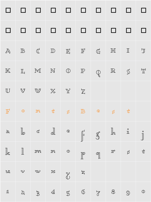 Dagerotypos Character Map