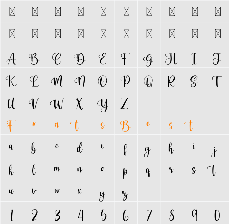 Berthalisa Character Map