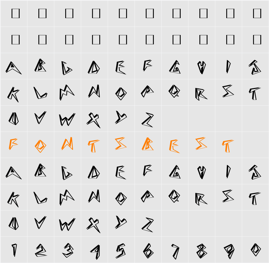 BeeBopp Bold Character Map