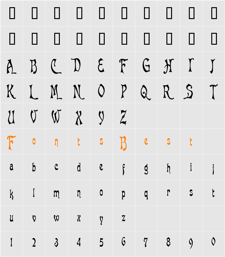 BaphometCondensed Character Map