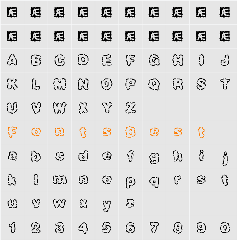 Dash Dot BRK Character Map
