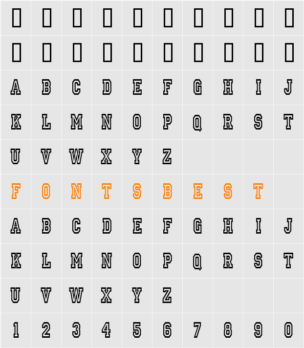 IvyLeagueCondensedOutline Character Map