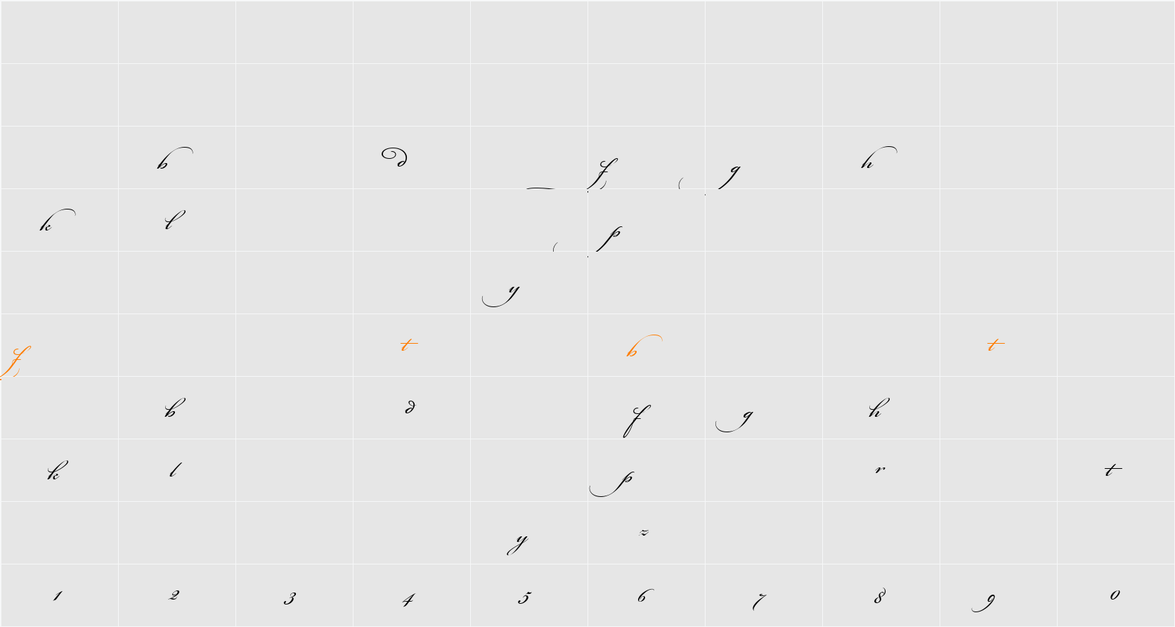 Bickham Script MM Character Map
