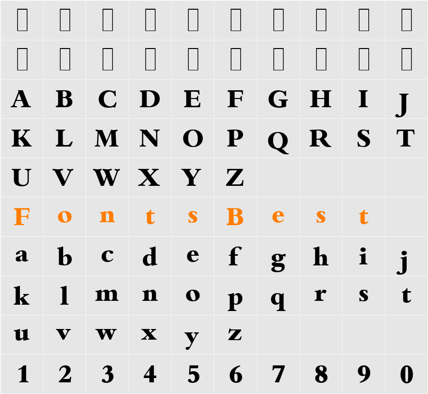 BambergSerial-Xbold Character Map