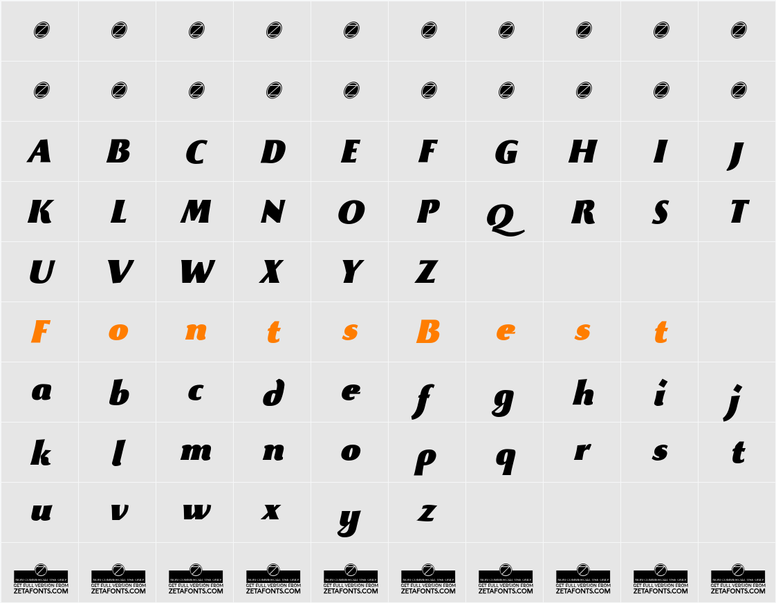 Beatrix Antiqua ExtraBlack Character Map
