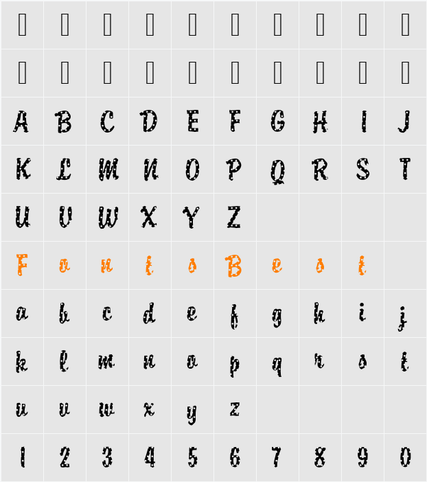 DTCBrodyM15 Character Map