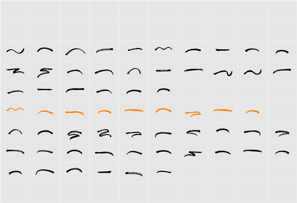 Basting Brush Underlines Character Map