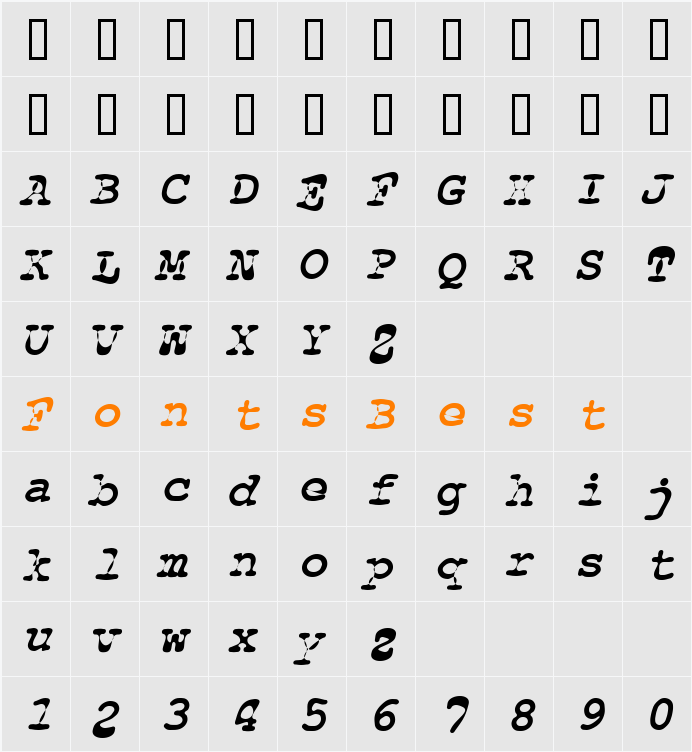 Floopi Character Map