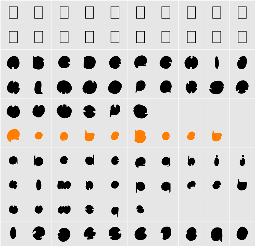 BUB Character Map