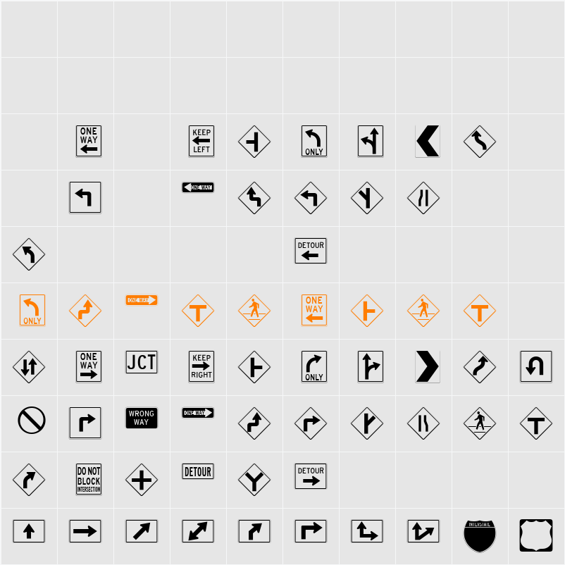 InterstatePi Character Map
