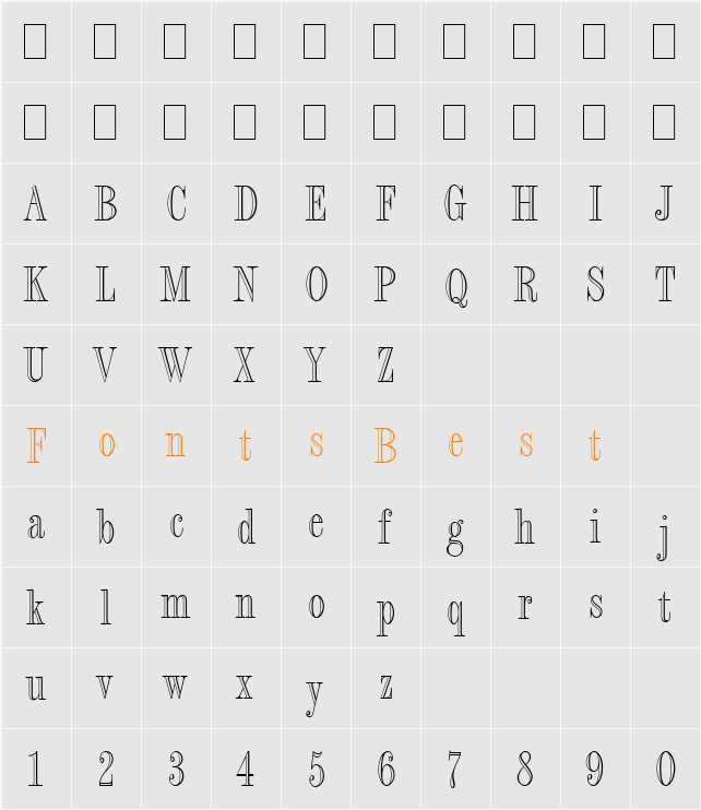 Fashion Engraved LET Character Map