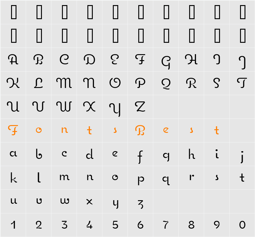 Coquette Light Character Map