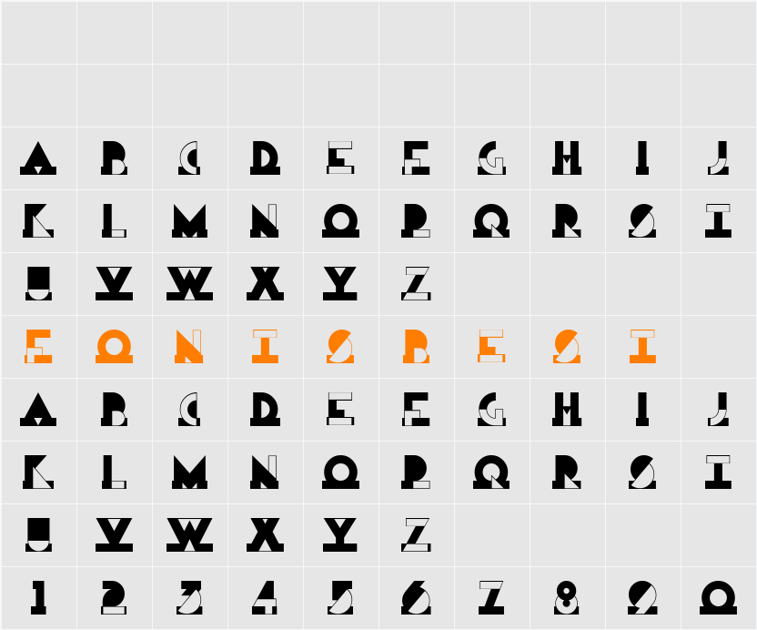 Modern Art NF Character Map