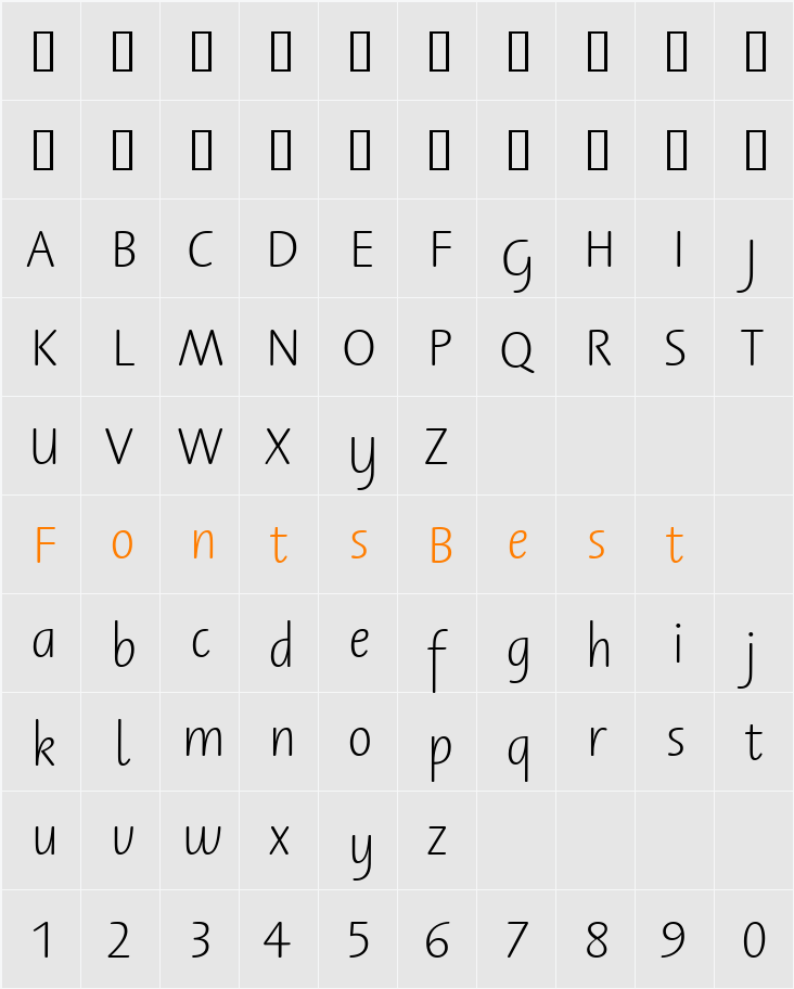 ABC Schrift Eins EF Regular Character Map