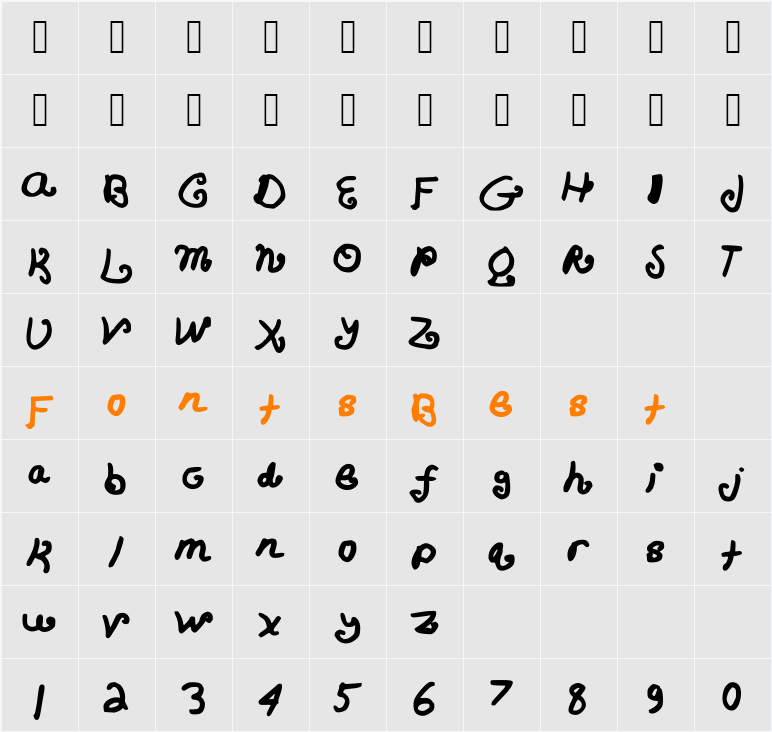 CurlyQs Character Map