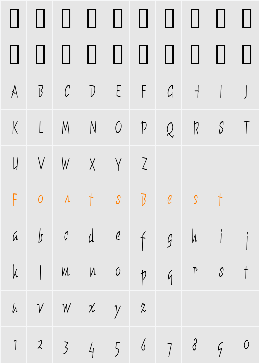 ChunkyMonkeyCondensed Character Map
