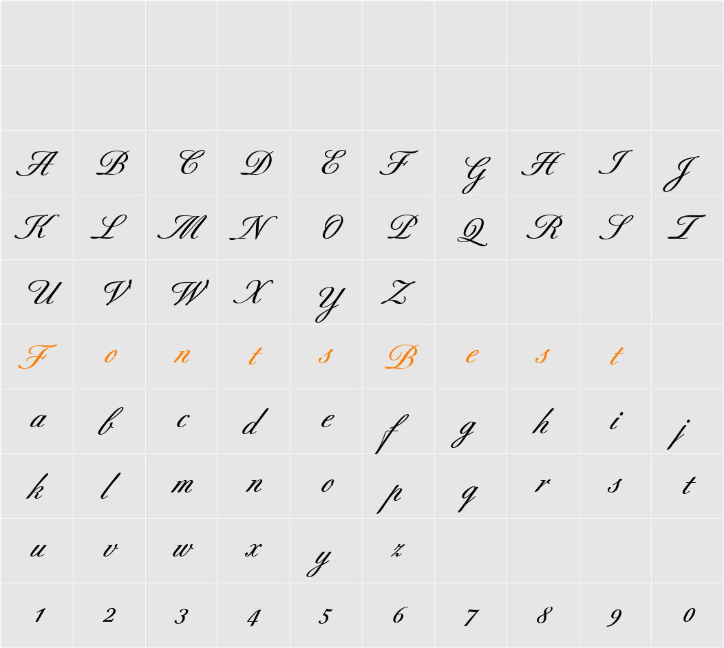 Berthold Script Regular Character Map