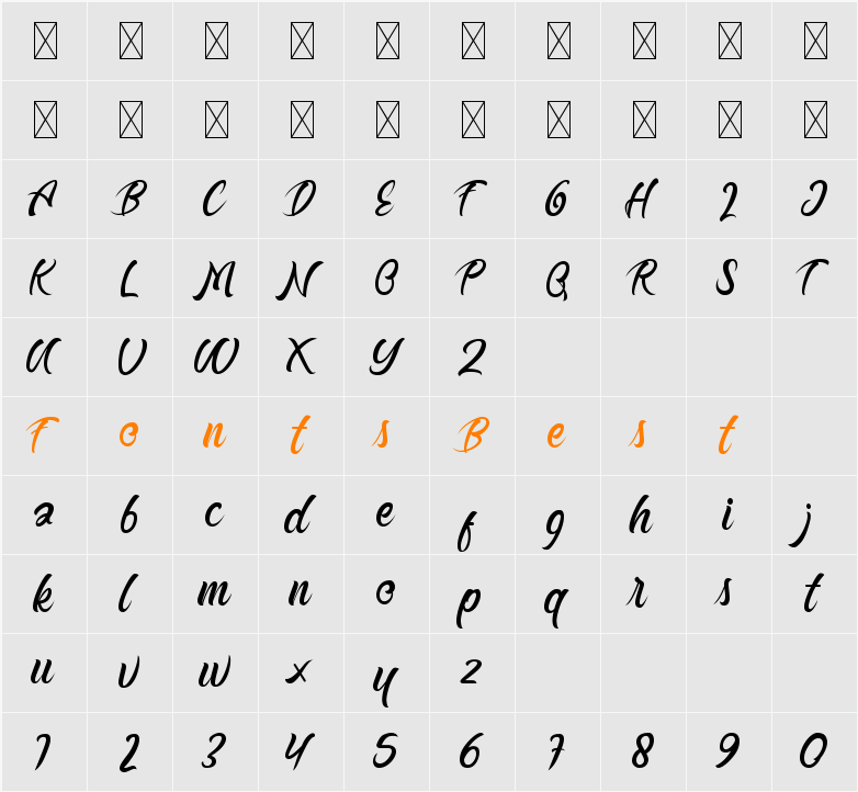 Buttermill Character Map