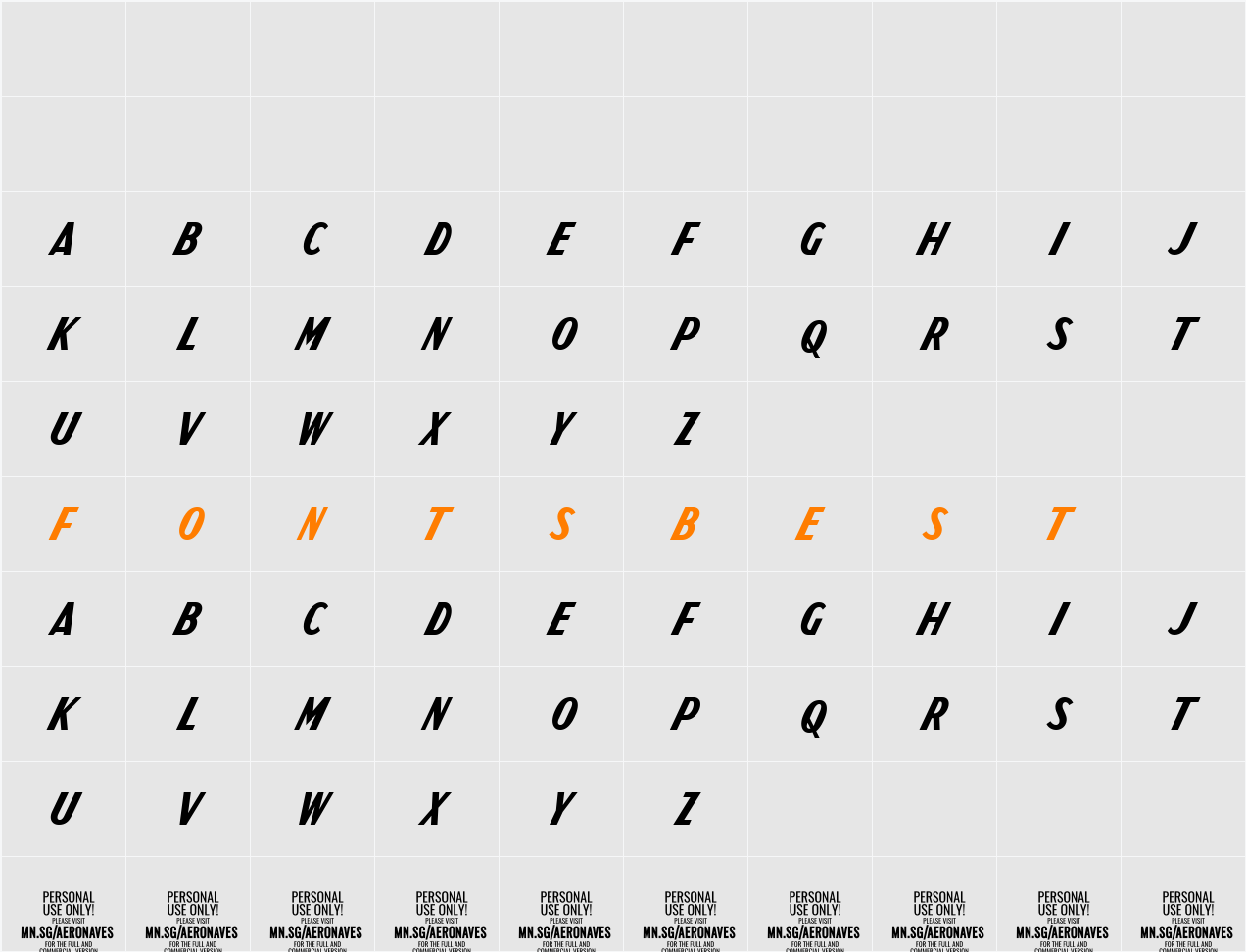 Aeronaves PERSONAL USE ONLY Character Map