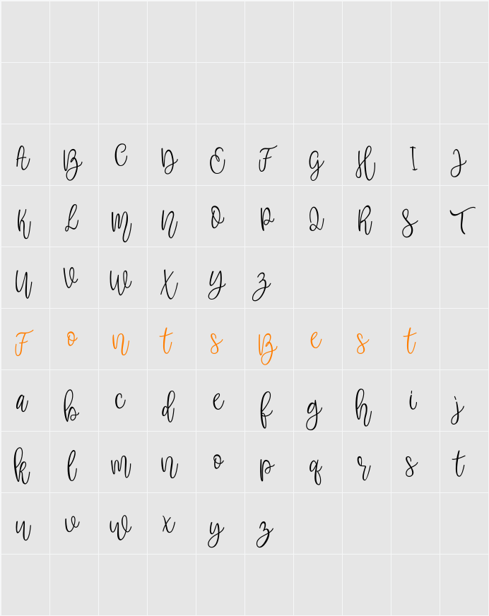 Belly FREE Character Map