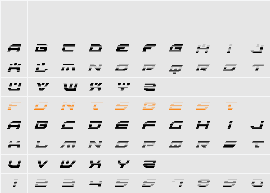 Battlefield Gradient Italic Character Map