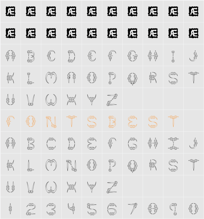 CLAW 1 BRK Character Map