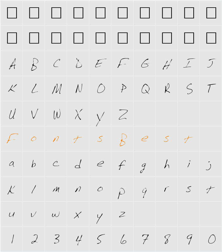 BarrysHand Character Map