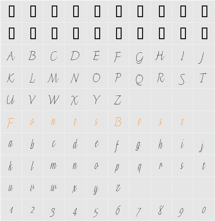 Fineline Character Map
