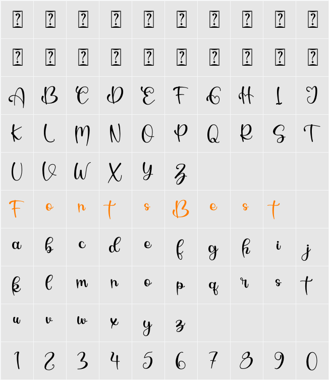 Bitterlove - Personal Use Character Map