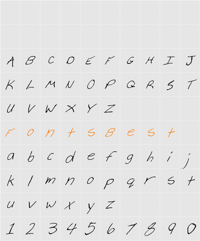 Cheyenne Hand Italic Character Map