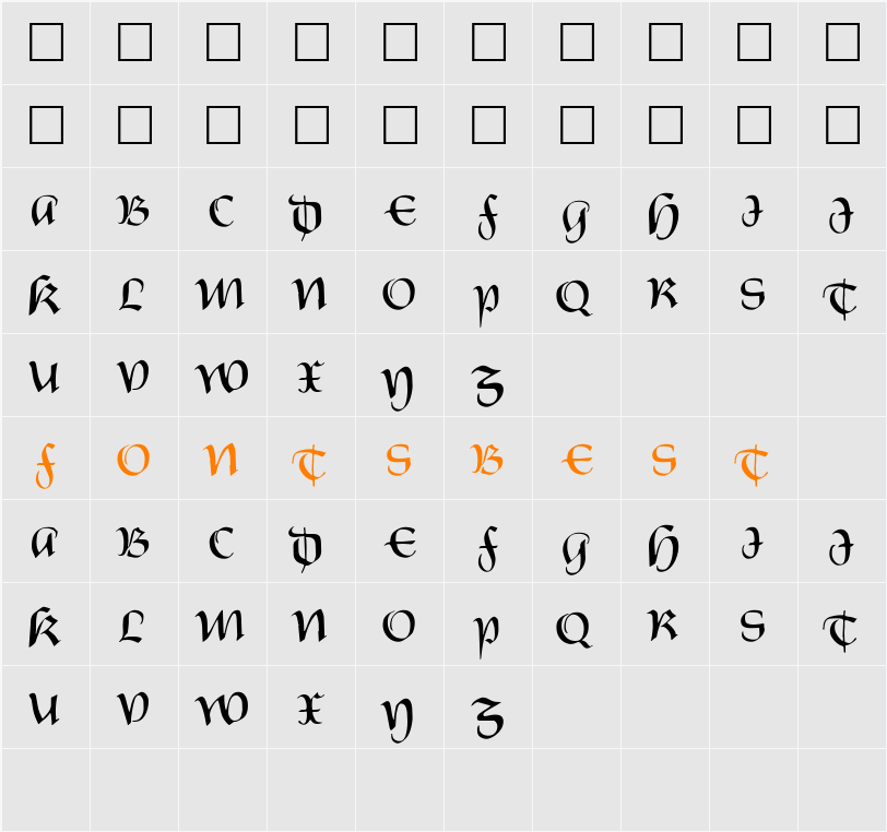 Carnovstine Character Map