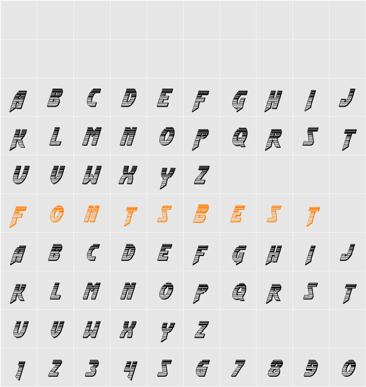 Flash Rogers Chrome Italic Character Map