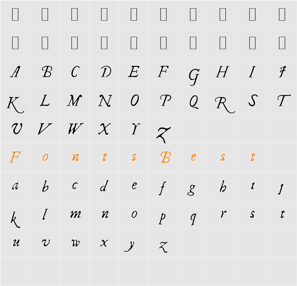 Italic ClassicScript Regular Character Map