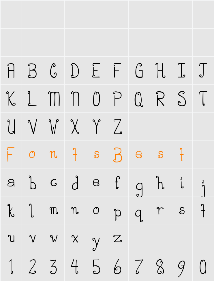 DJB CURLIE WURLIE Character Map
