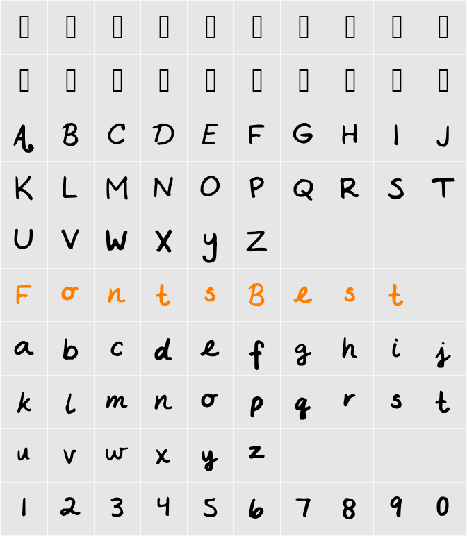 ABCP Character Map