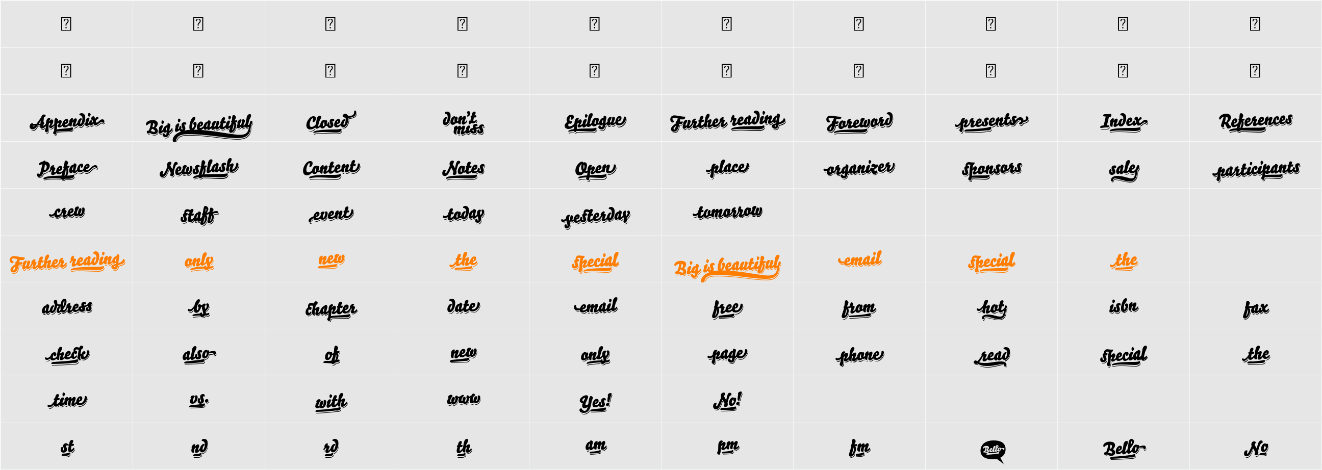 Bello Words Solo Character Map