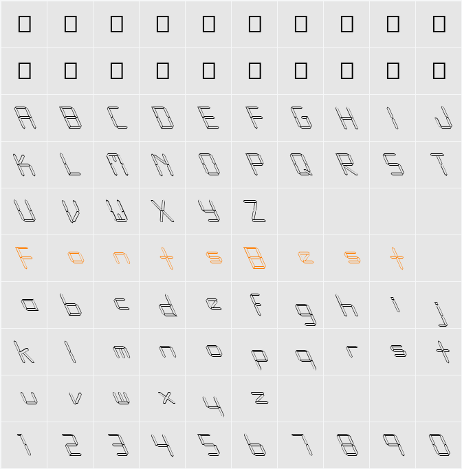FZ DIGITAL 10 HOLLOW LEFTY Character Map