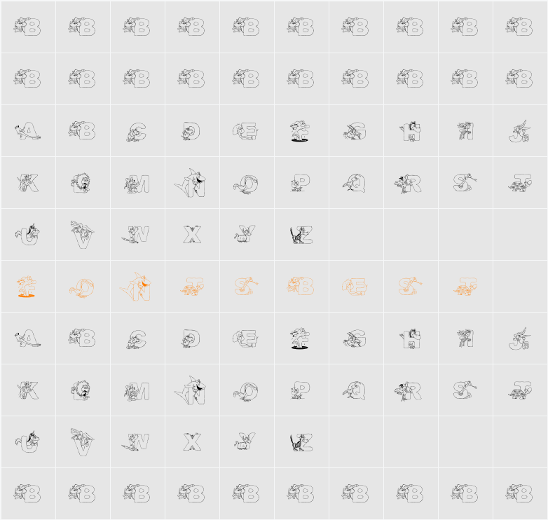 AbecedarianZoo Character Map