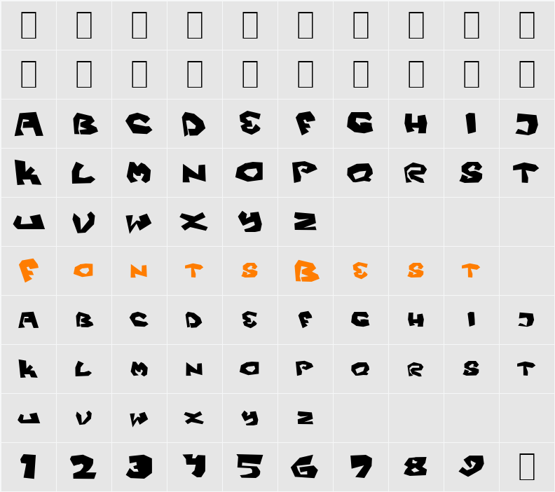 Fittsvamp Character Map