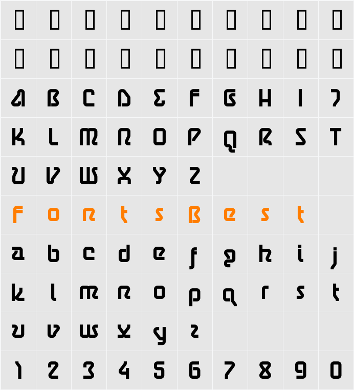 AstroBold Character Map
