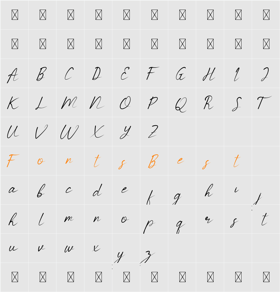 Barnetta Demo Character Map